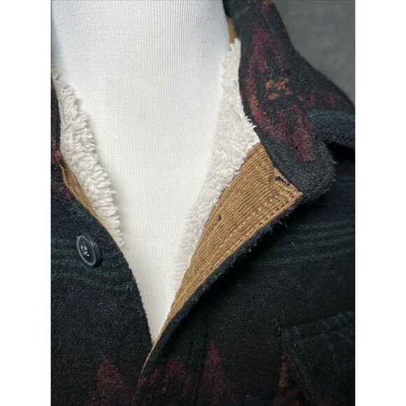 Jachs New York Men's L Muted Shirt Jacket Southwest Pattern Faux Shearling - Picture 3 of 11